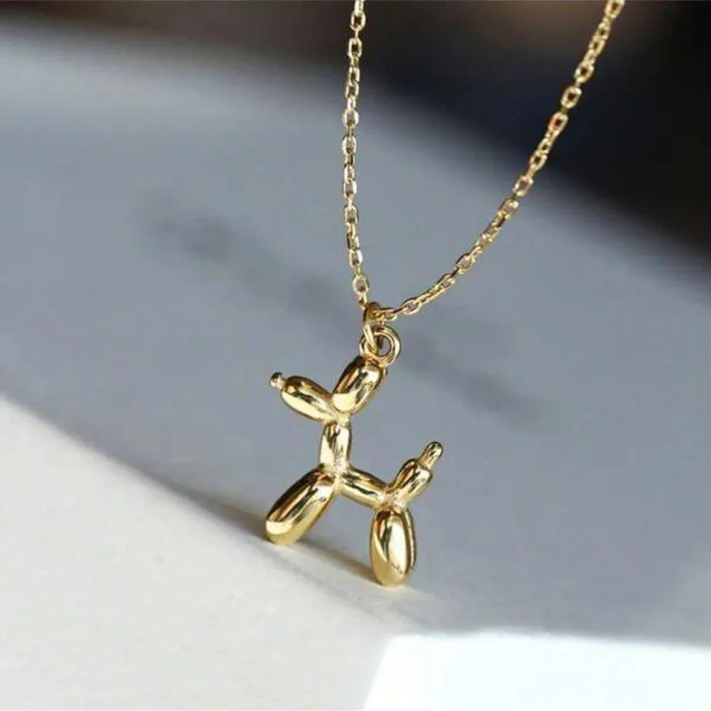 18K Gold Filled Balloon Dog Pendant Necklace